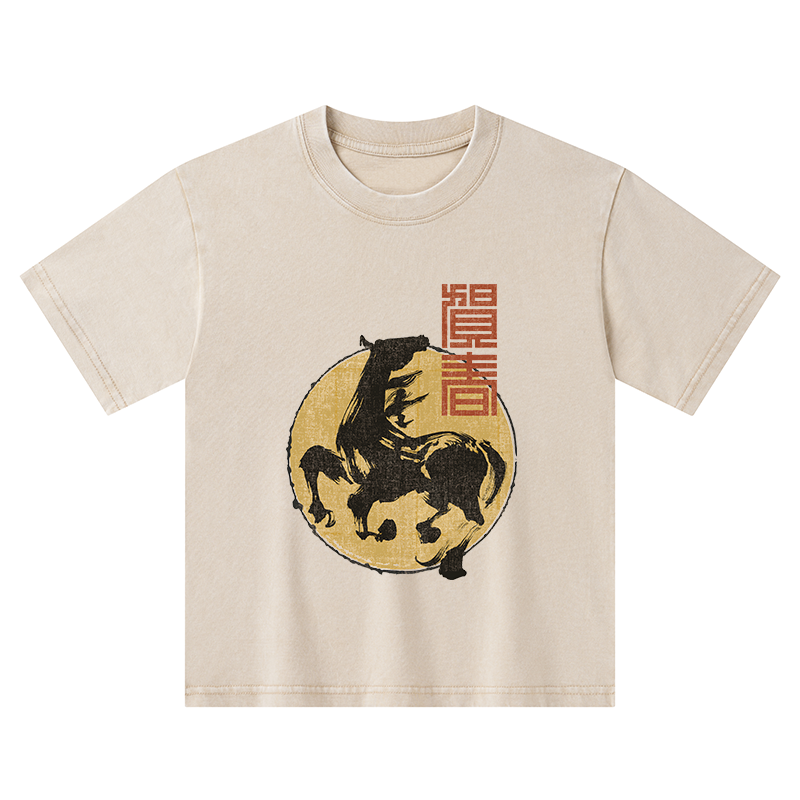 Tokyo-Tiger 2026 Year Of The Horse Japan Kids Washed T-Shirt