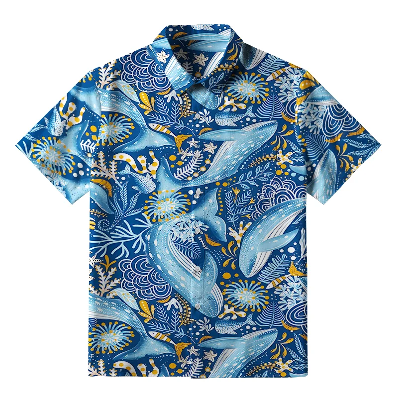 Tokyo-Tiger Whales In The Ocean Button-up Shirt