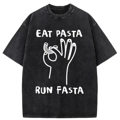 Tokyo-Tiger Eat Delicious Pasta Washed T-Shirt