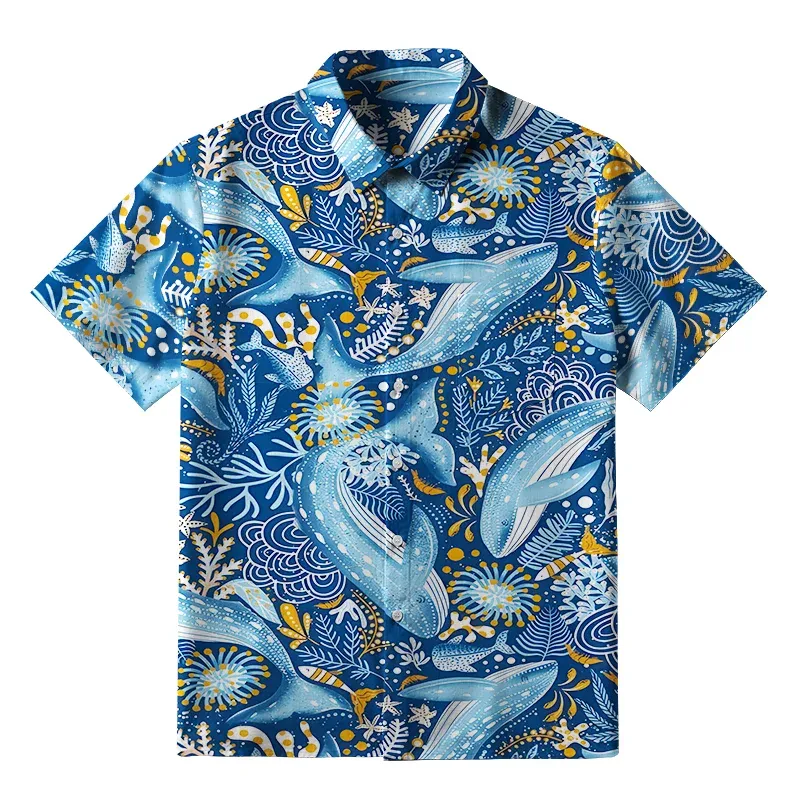 Tokyo-Tiger Whales In The Ocean Button-up Shirt Sale