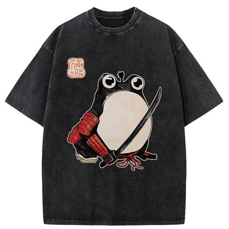Tokyo-Tiger Silly Samurai Frog Washed T-Shirt