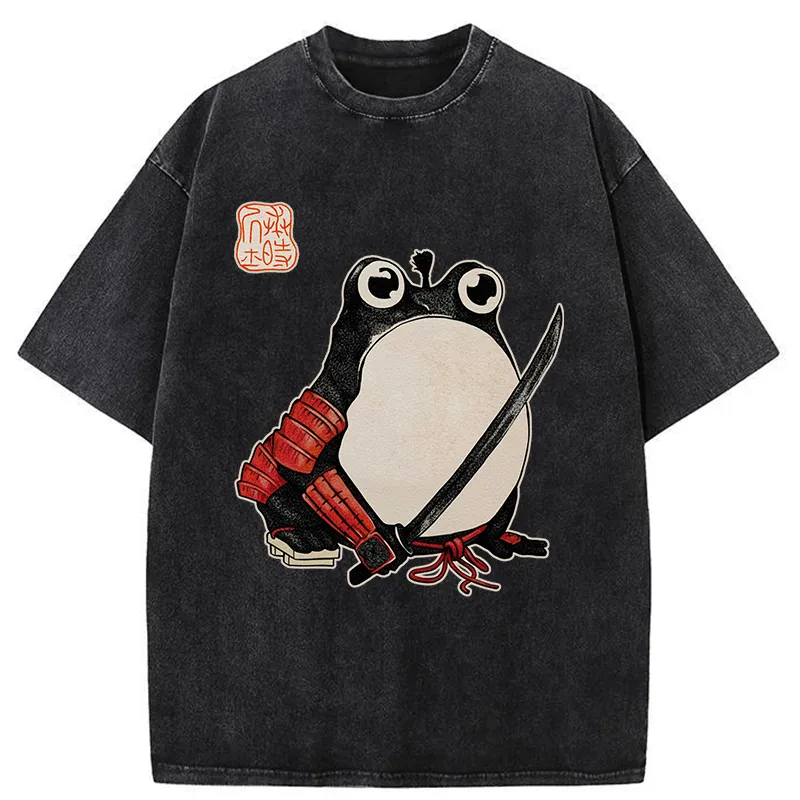 Tokyo-Tiger Silly Samurai Frog Washed T-Shirt
