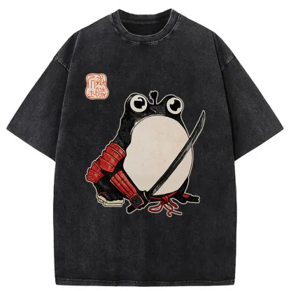 Tokyo-Tiger Silly Samurai Frog Washed T-Shirt