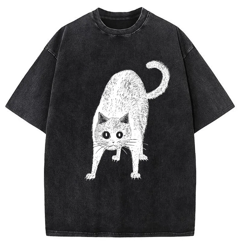 Tokyo-Tiger Alert Cat Washed T-Shirt