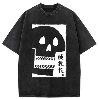 Tokyo-Tiger Tired skeleton Washed T-Shirt