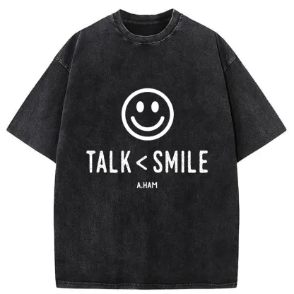 Tokyo-Tiger Talk Less Smile More Washed T-Shirt