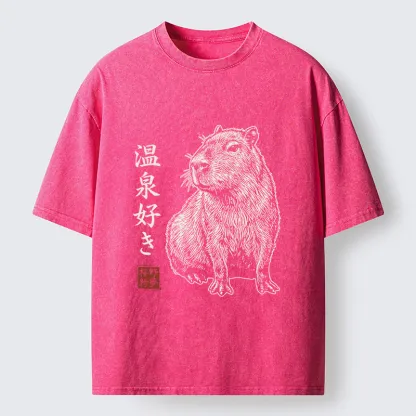 Tokyo-Tiger Hot Spring Enthusiasts Washed T-Shirt