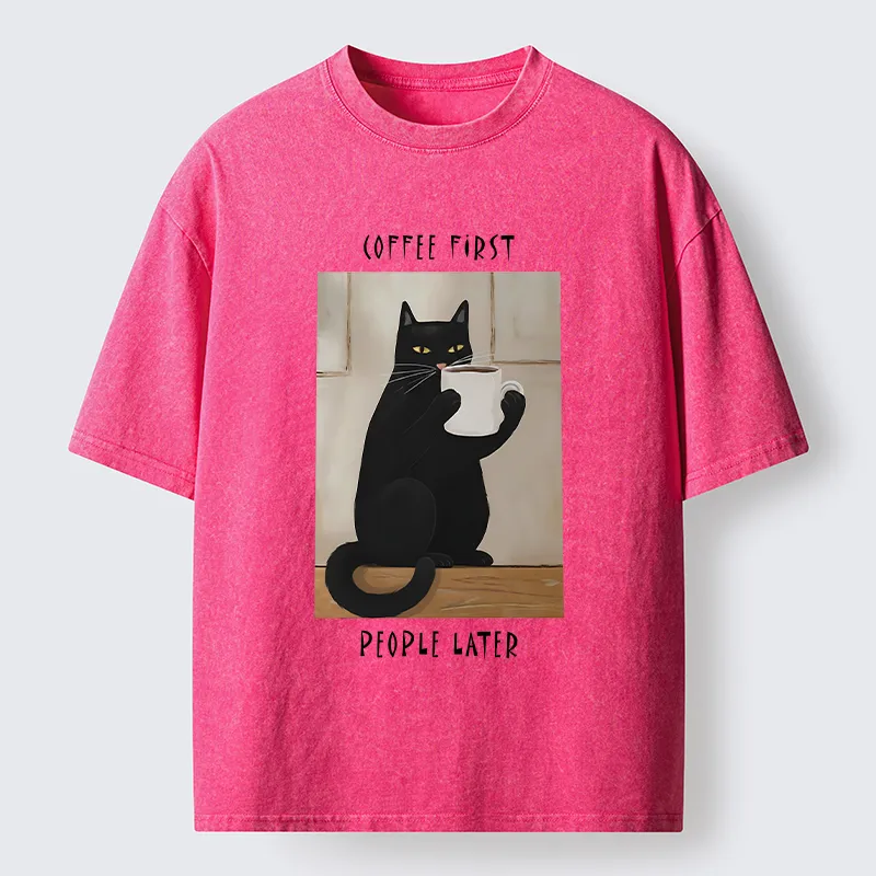 Tokyo-Tiger Drink Coffee First Washed T-Shirt