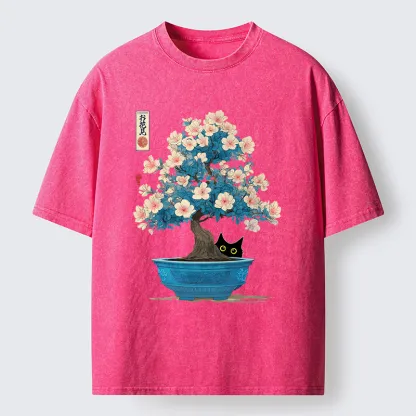 Tokyo-Tiger Japanese Bonsai Art Washed T-Shirt
