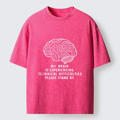 Tokyo-Tiger Brain Technology Malfunction Washed T-Shirt