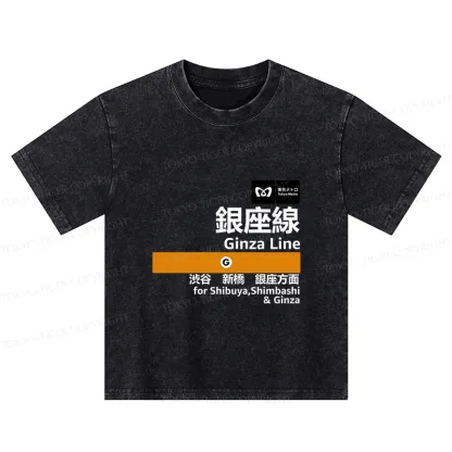 Tokyo-Tiger Ginza Line Japan Kids Washed T-Shirt