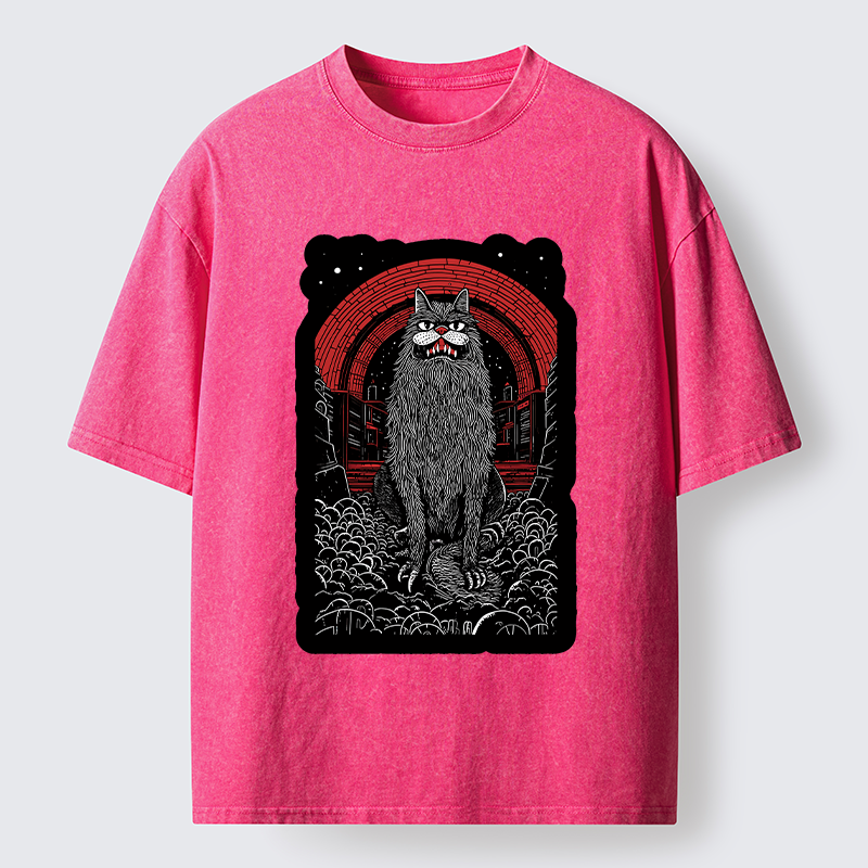 Tokyo-Tiger Terrifying Big-mouthed Cat Washed T-Shirt