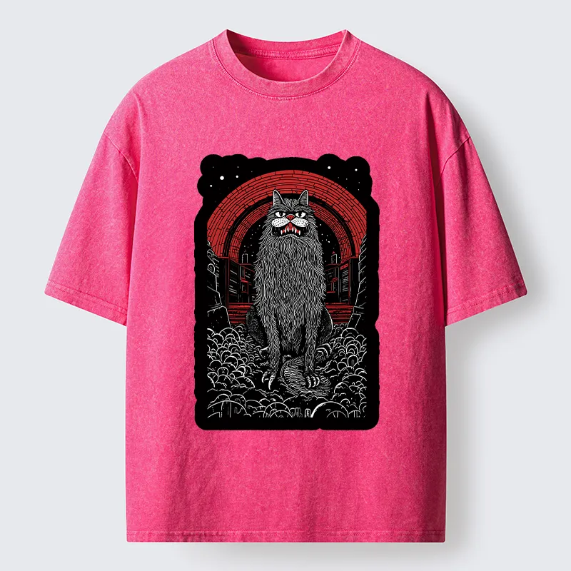 Tokyo-Tiger Terrifying Big-mouthed Cat Washed T-Shirt