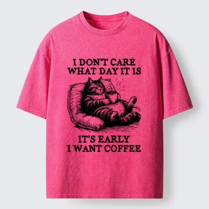 Tokyo-Tiger Have A Cup Of Coffee Before Doing Anything Washed T-Shirt