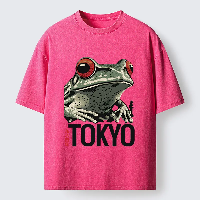 Tokyo-Tiger Retro Tokyo Frog Washed T-Shirt