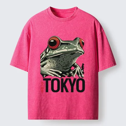 Tokyo-Tiger Retro Tokyo Frog Washed T-Shirt