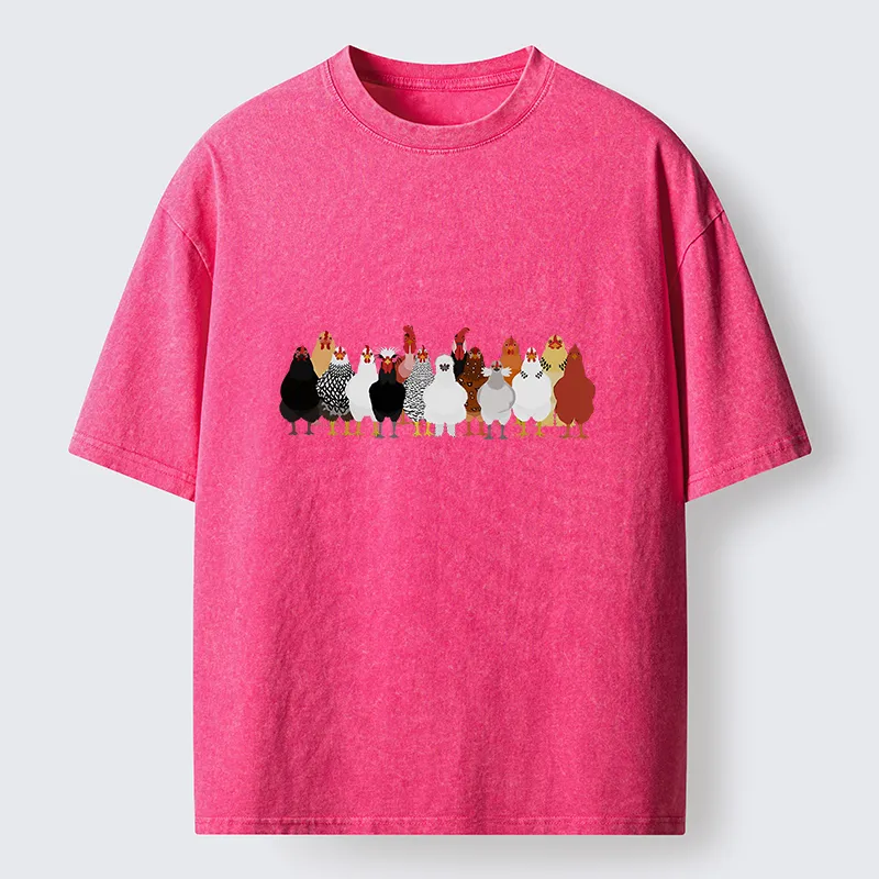 Tokyo-Tiger Funny Chickens Washed T-Shirt