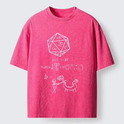 Tokyo-Tiger Twenty-sided Die Funny Washed T-Shirt
