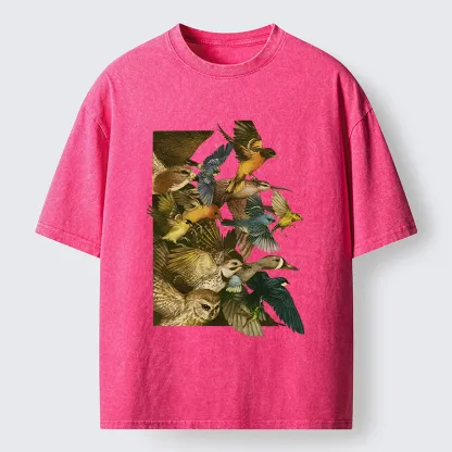 Tokyo-Tiger Flock Of Flying Birds Washed T-Shirt