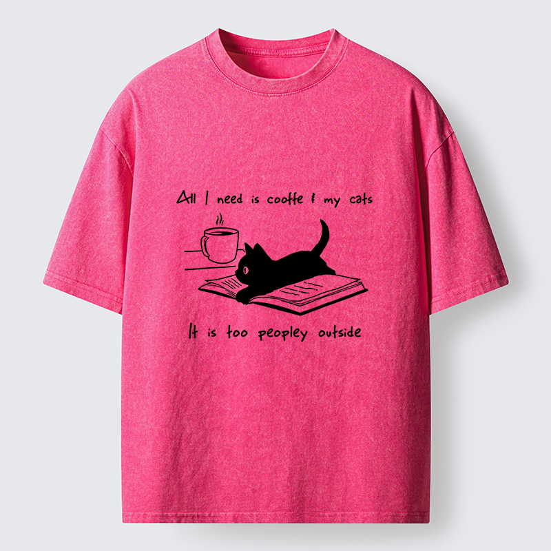 Tokyo-Tiger I Need Is Coffee And My Cat Washed T-Shirt