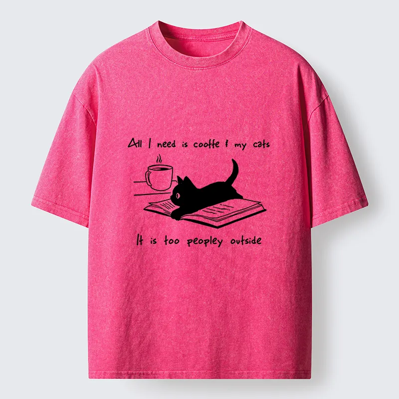 Tokyo-Tiger I Need Is Coffee And My Cat Washed T-Shirt