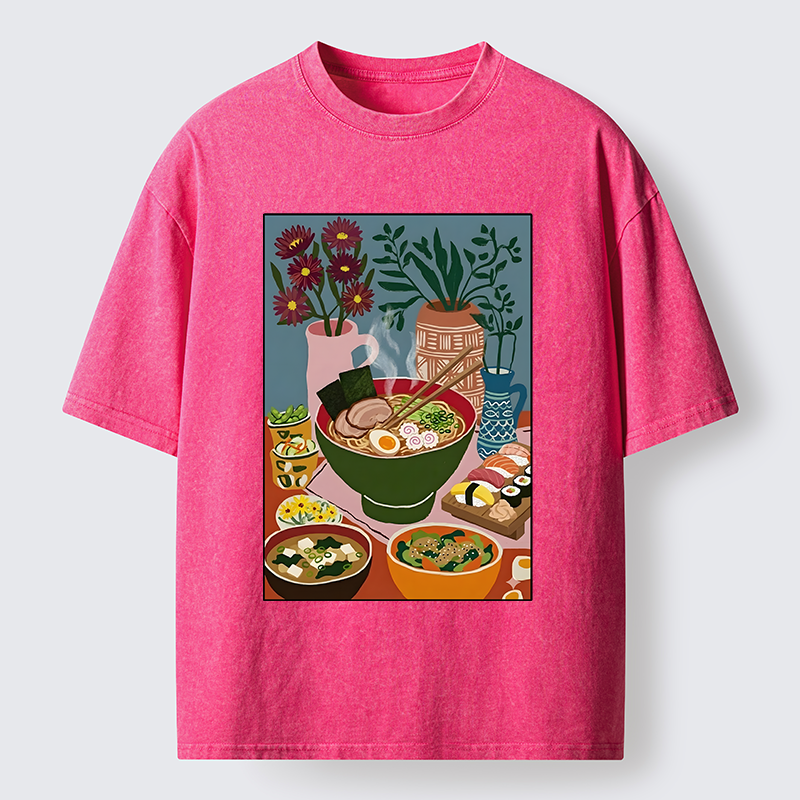 Tokyo-Tiger Delicious Japanese Food Washed T-Shirt