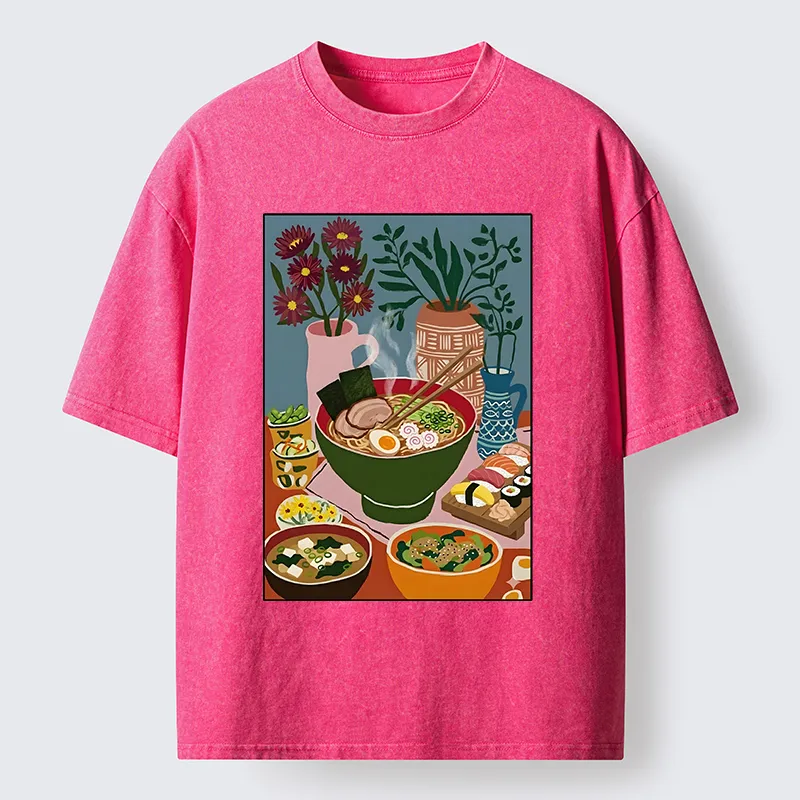 Tokyo-Tiger Delicious Japanese Food Washed T-Shirt