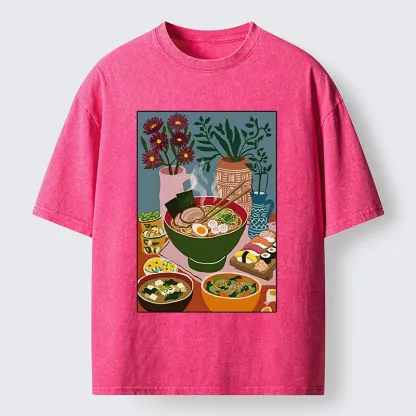 Tokyo-Tiger Delicious Japanese Food Washed T-Shirt