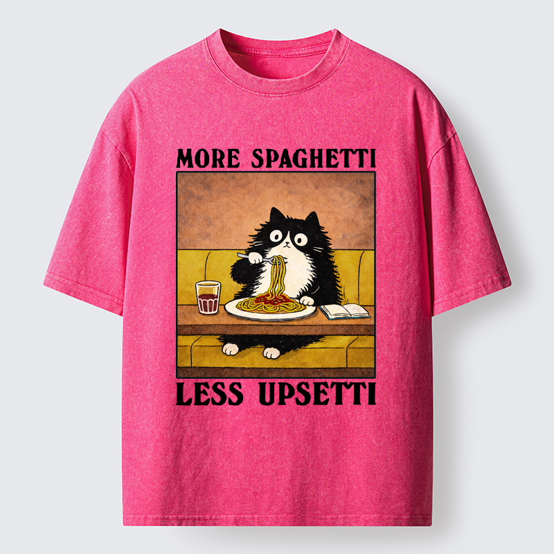 Tokyo-Tiger Unavailable Cat: More Spaghetti Less Upsetti Washed T-Shirt