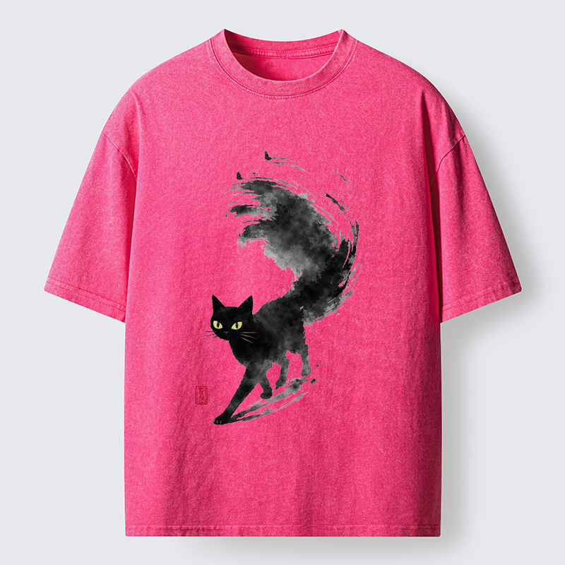 Tokyo-Tiger Cat In Motion Washed T-Shirt