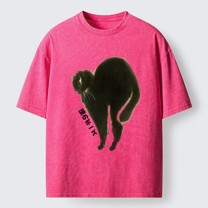 Tokyo-Tiger Cat Stretch Washed T-Shirt