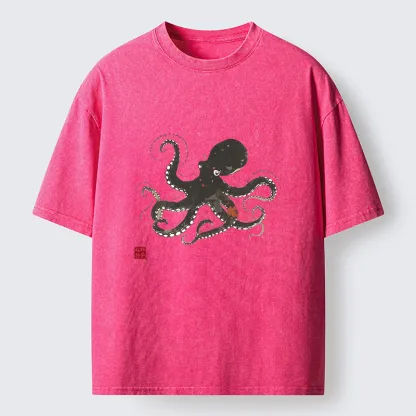 Tokyo-Tiger Traditional Octopus Washed T-Shirt