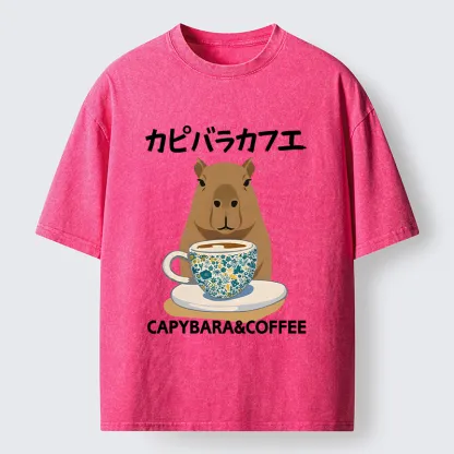 Tokyo-Tiger Drink Delicious Coffee Washed T-Shirt