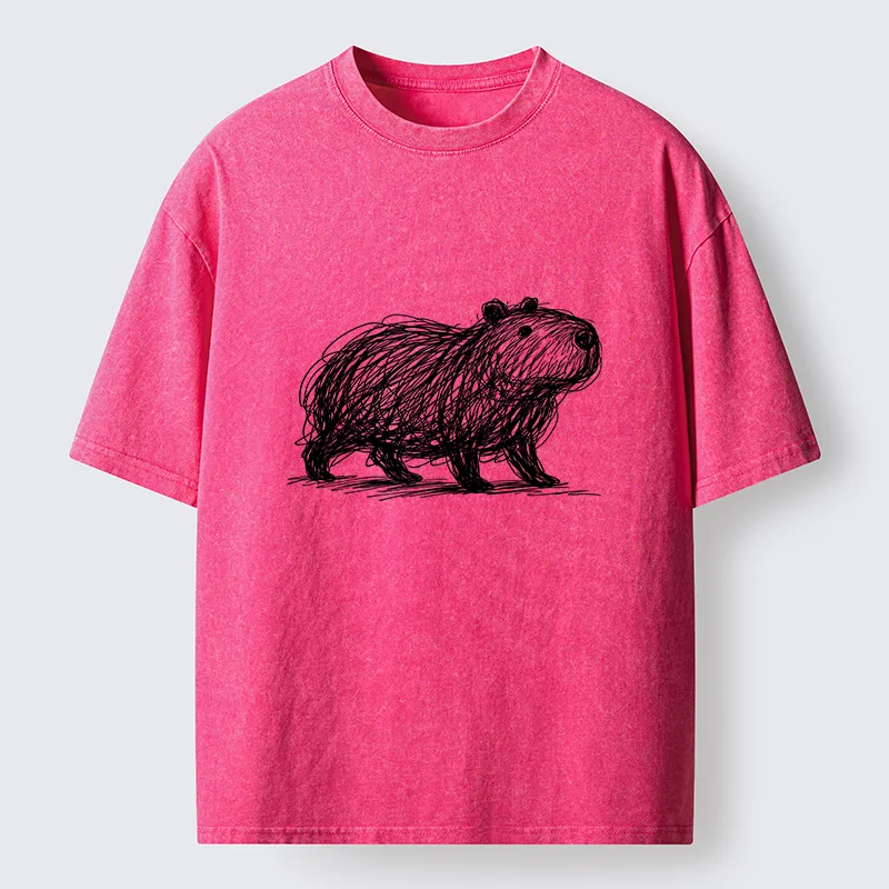 Tokyo-Tiger Minimalist Capybara Washed T-Shirt
