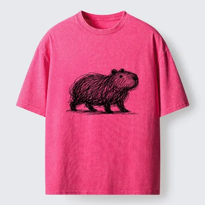 Tokyo-Tiger Minimalist Capybara Washed T-Shirt
