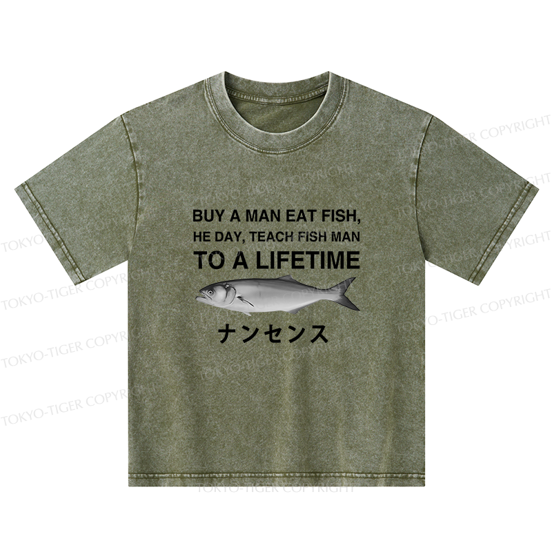 Tokyo-Tiger Funny To A Lifetime Kids Washed T-Shirt