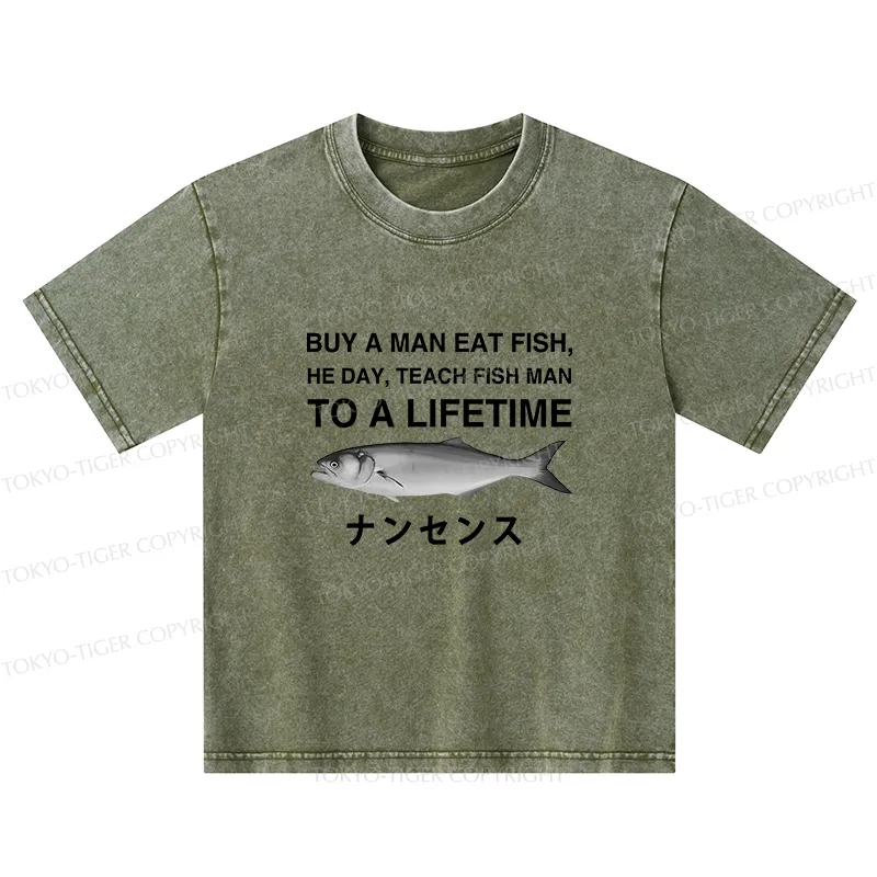 Tokyo-Tiger Funny To A Lifetime Kids Washed T-Shirt