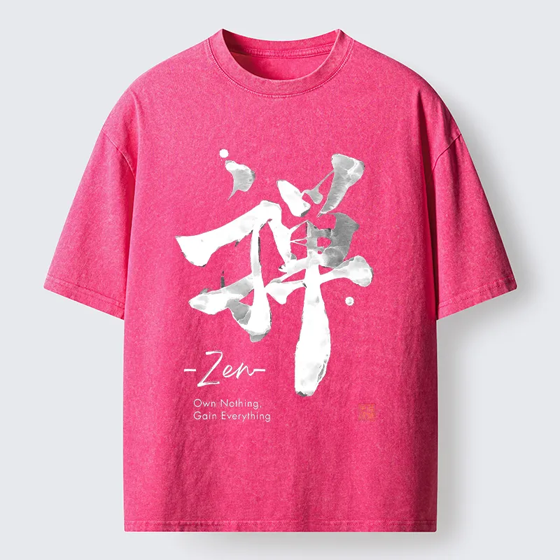 Tokyo-Tiger Zen Texts Washed T-Shirt
