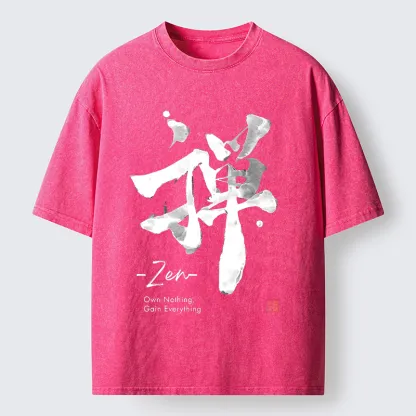 Tokyo-Tiger Zen Texts Washed T-Shirt