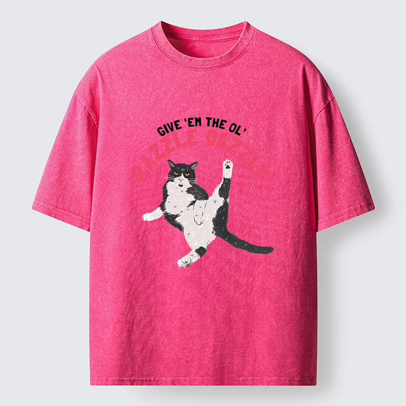 Tokyo-Tiger Cute Tuxedo Cat Washed T-Shirt