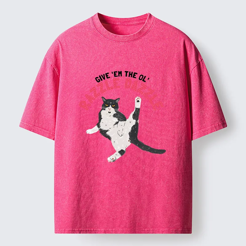 Tokyo-Tiger Cute Tuxedo Cat Washed T-Shirt