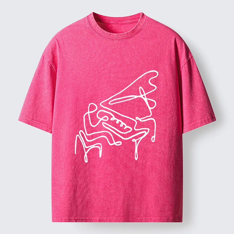 Tokyo-Tiger Minimalist Piano Washed T-Shirt