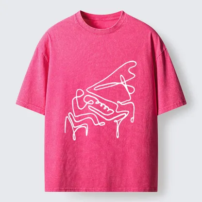 Tokyo-Tiger Minimalist Piano Washed T-Shirt