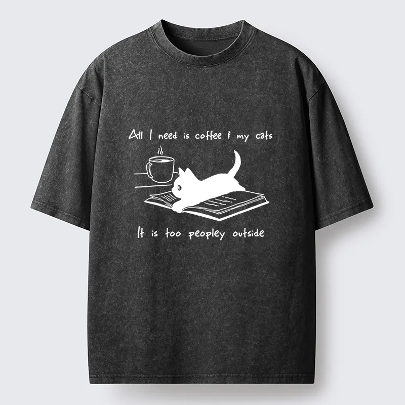 Tokyo-Tiger I Need Is Coffee And My Cat Washed T-Shirt