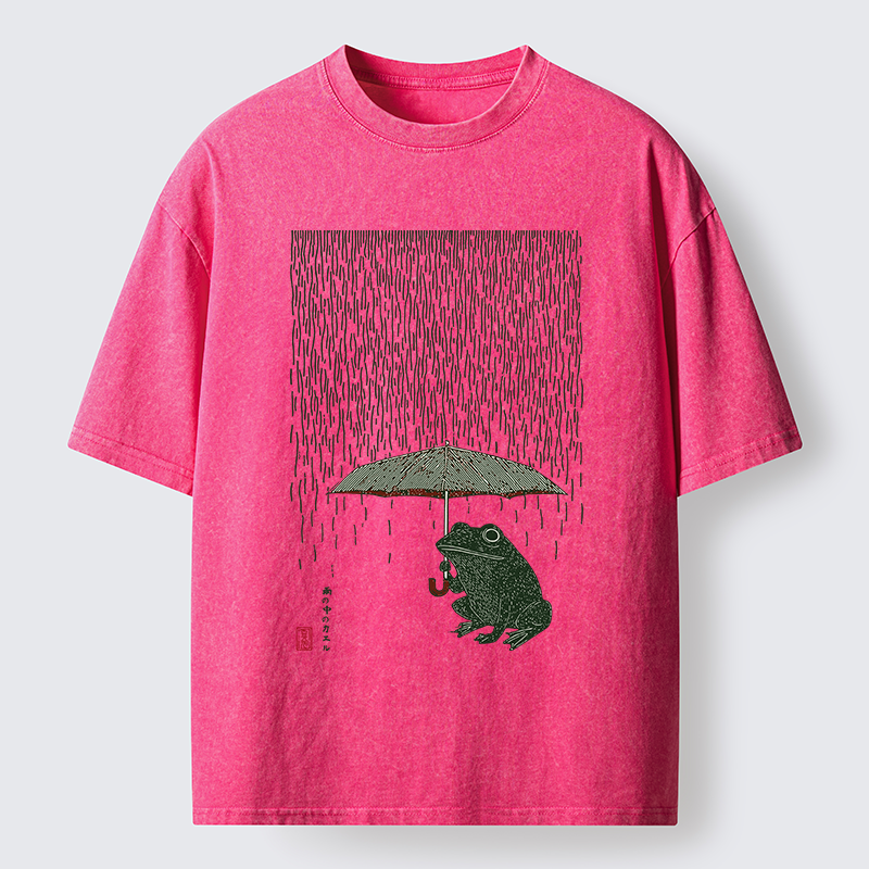 Tokyo-Tiger Frog In The Rain Washed T-Shirt