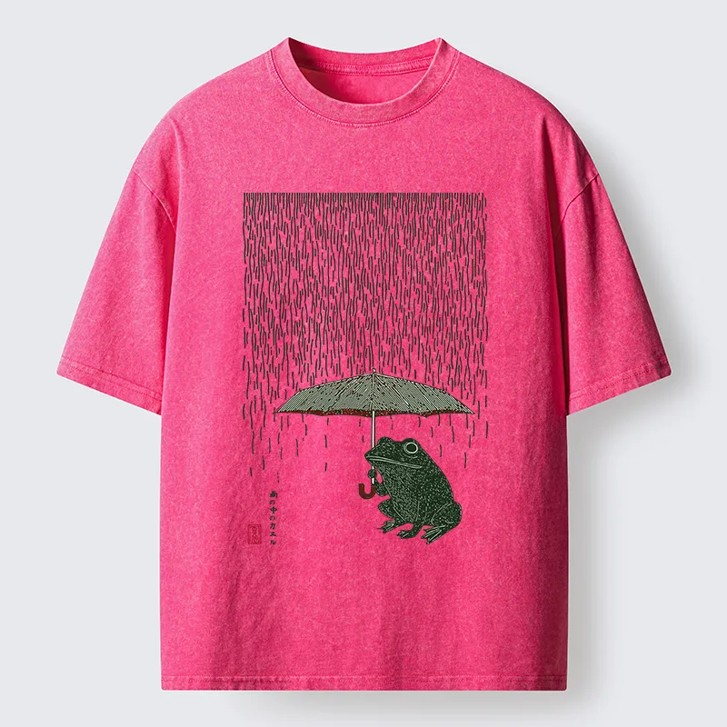 Tokyo-Tiger Frog In The Rain Washed T-Shirt