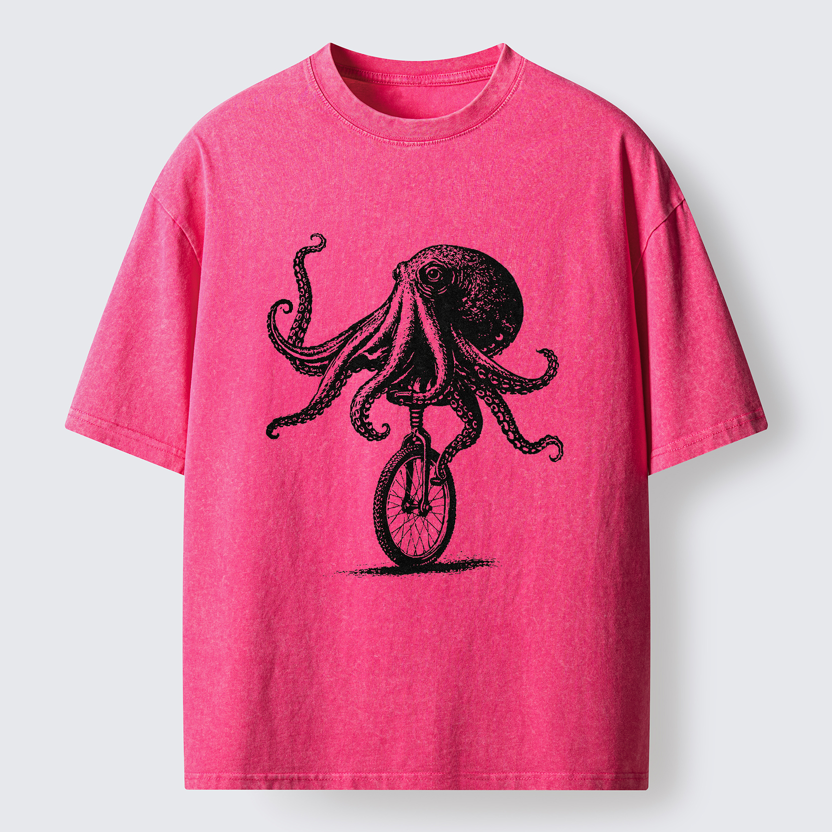 Tokyo-Tiger Octopus On A Unicycle Washed T-Shirt