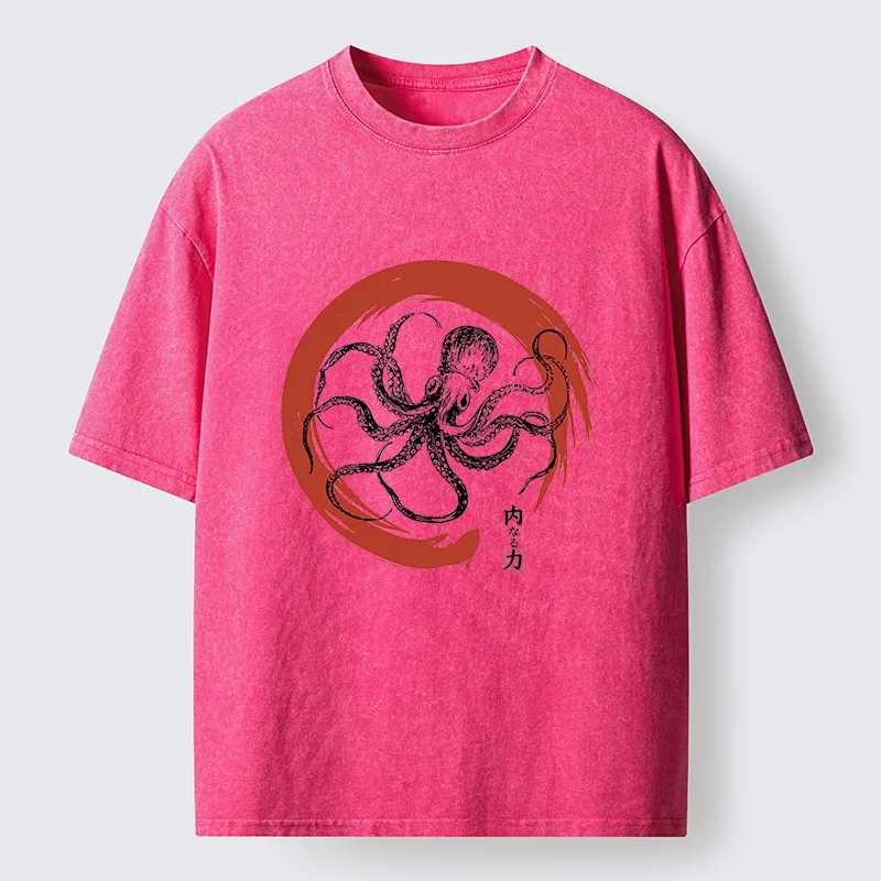 Tokyo-Tiger Zen Octopus Washed T-Shirt