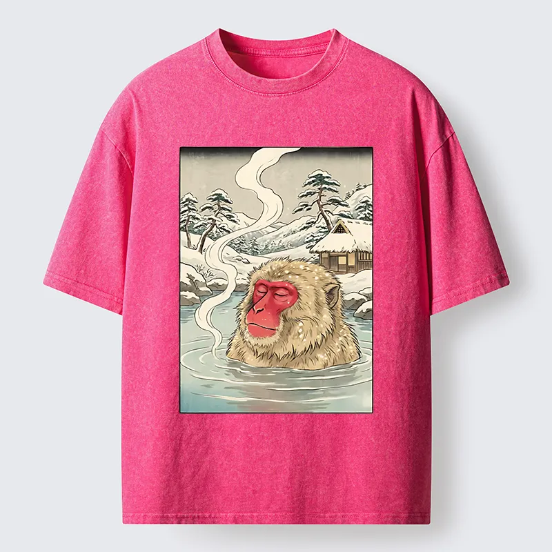 Tokyo-Tiger Snow Monkeys Soaking In Hot Springs Washed T-Shirt