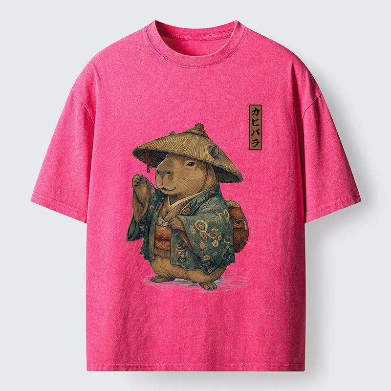 Tokyo-Tiger Traveling Capybara Washed T-Shirt